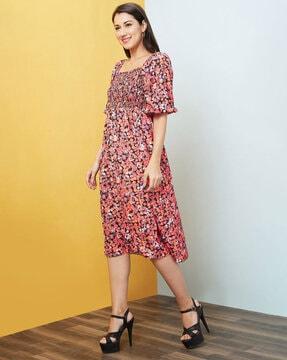 women floral print fit & flare dress