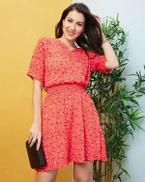 women floral print fit & flare dress