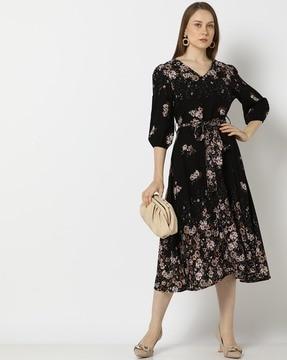 women floral print fit & flare dress