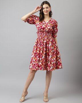 women floral print fit & flare dress