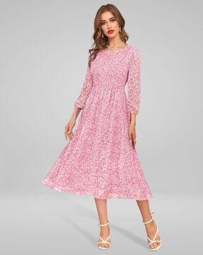 women floral print fit & flare dress