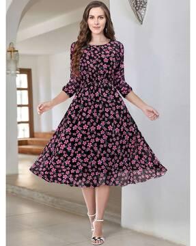 women floral print fit & flare dress