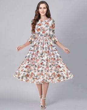 women floral print fit & flare dress