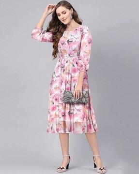 women floral print fit & flare dress