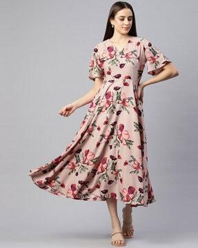 women floral print fit & flare dress