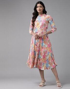 women floral print fit & flare dress