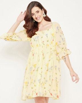 women floral print fit & flare dress