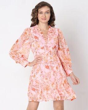 women floral print fit & flare dress