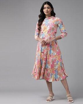 women floral print fit & flare dress