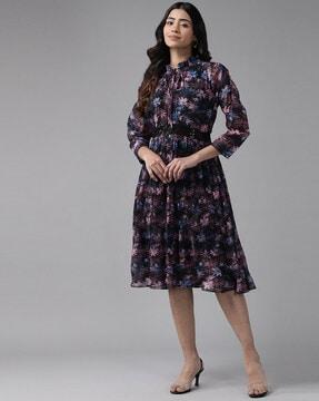 women floral print fit & flare dress