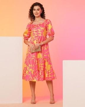 women floral print fit & flare dress