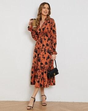 women floral print fit & flare dress