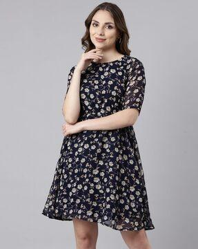 women floral print fit & flare dress