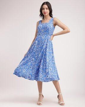 women floral print fit & flare dress