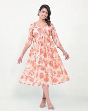 women floral print fit & flare dress