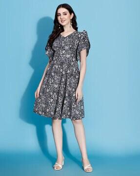 women floral print fit & flare dress