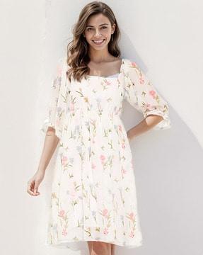 women floral print fit & flare dress