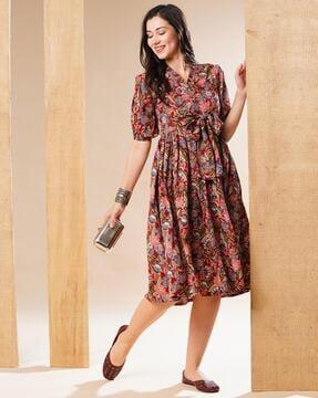 women floral print fit & flare dress