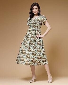 women floral print fit & flare dress