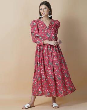 women floral print fit & flare dress