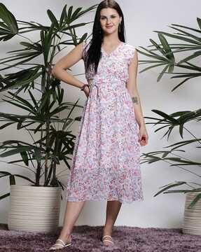 women floral print fit & flare dress