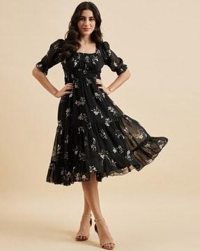 women floral print fit & flare dress