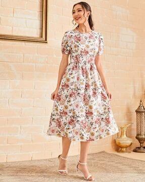 women floral print fit & flare dress