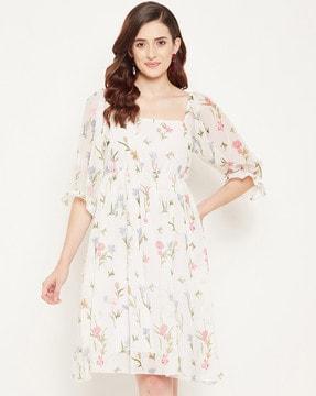 women floral print fit & flared dress