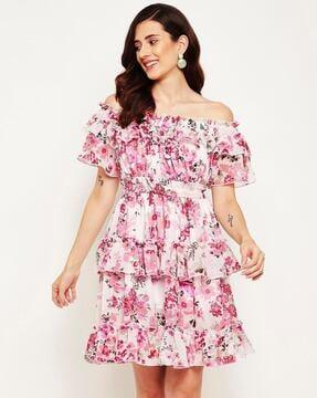 women floral print fit & flared dress