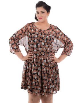 women floral print fit & flared dress