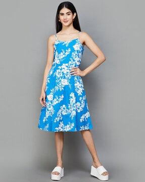 women floral print fit & flared dress