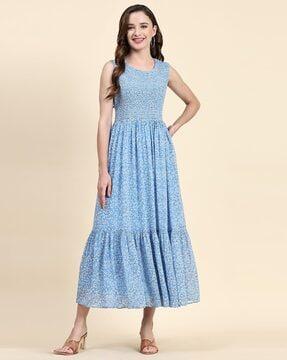 women floral print fit & flared dress