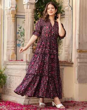 women floral print fit & flared dress