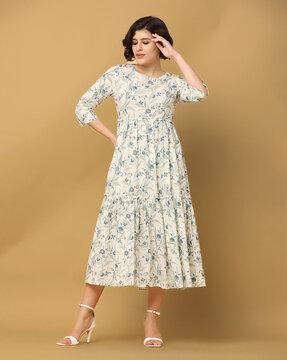 women floral print fit & flared dress