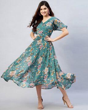 women floral print fit & flared dress