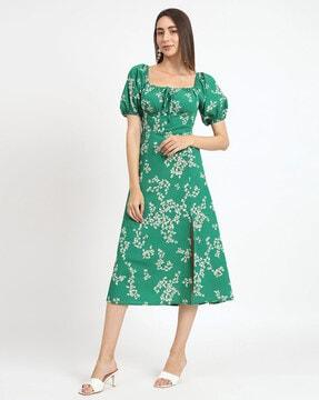 women floral print fit and flare dress