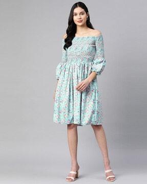 women floral print fit and flare dress