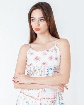 women floral print fitted crop top