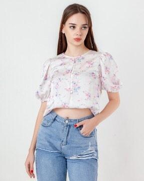 women floral print fitted top