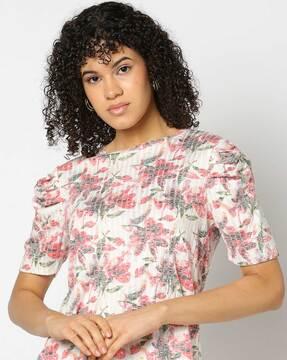 women floral print fitted top