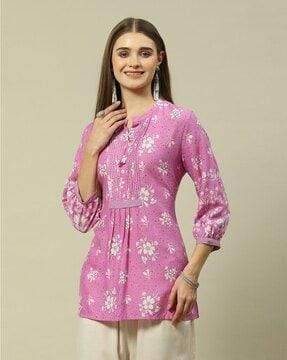 women floral print fitted top