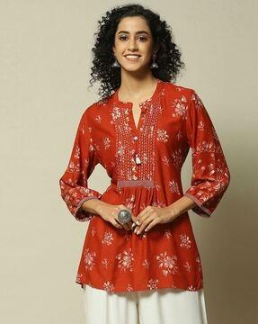 women floral print fitted top