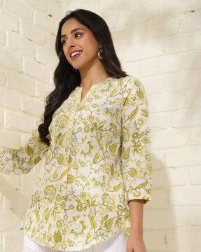 women floral print fitted tunic