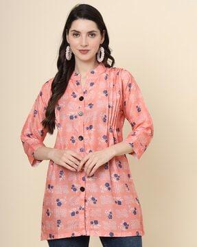 women floral print fitted tunic