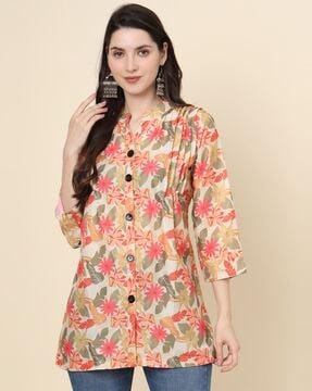 women floral print fitted tunic