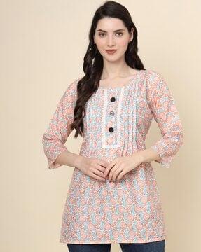 women floral print fitted tunic