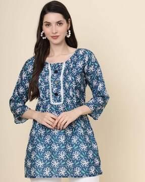 women floral print fitted tunic