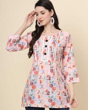 women floral print fitted tunic