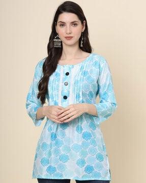 women floral print fitted tunic