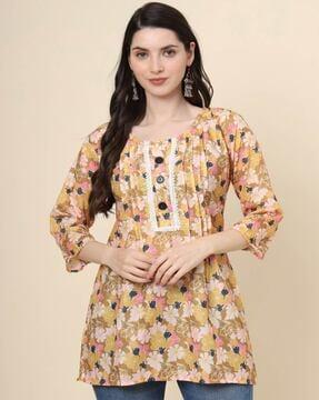 women floral print fitted tunic